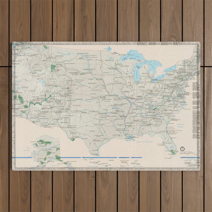 United States National Parks Map (2000) Vintage US Recreational & Preserve Areas Atlas Outdoor Rug Gallery Image 1