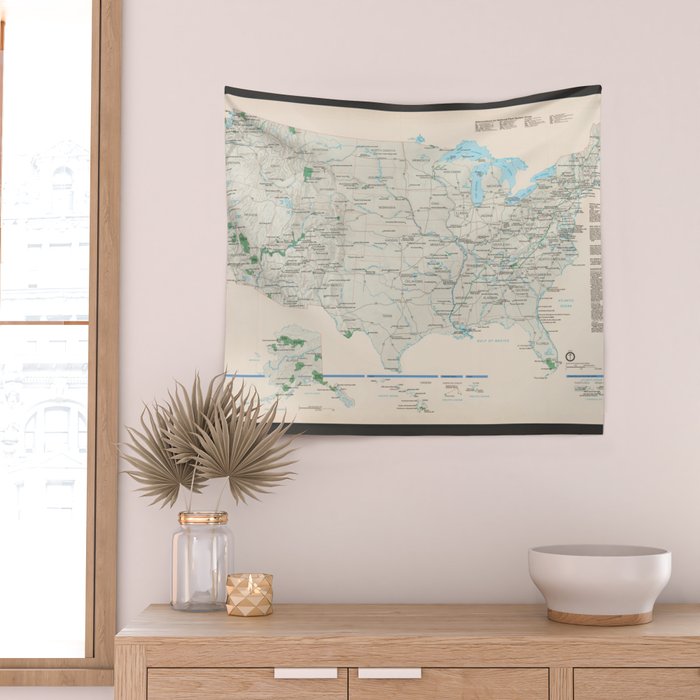 United States National Parks Map (2000) Vintage US Recreational & Preserve Areas Atlas Wall Tapestry Gallery Image 2