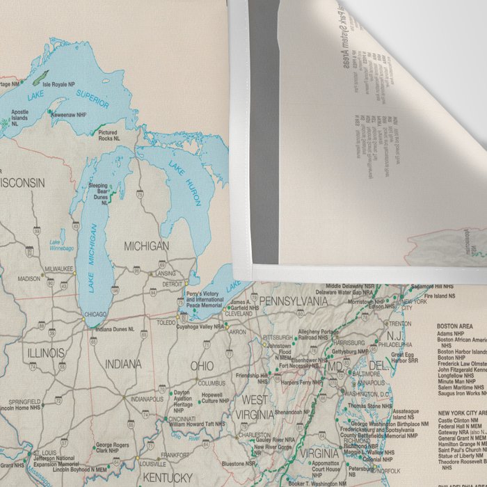 United States National Parks Map (2000) Vintage US Recreational & Preserve Areas Atlas Wall Tapestry Gallery Image 3