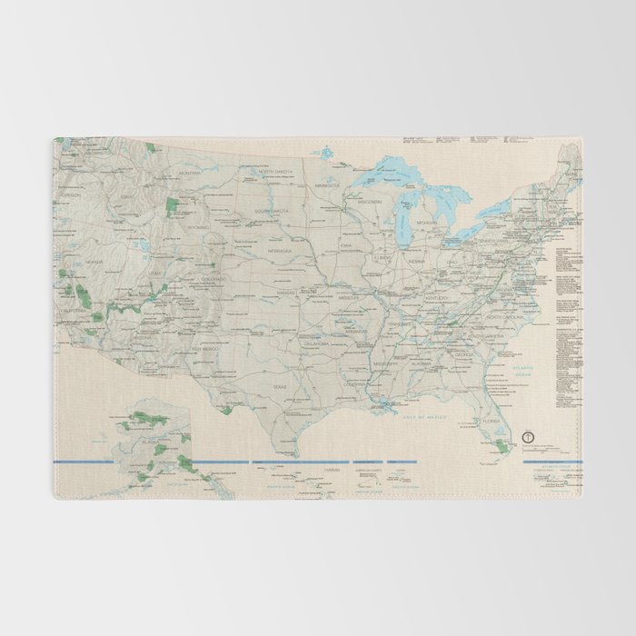 United States National Parks Map (2000) Vintage US Recreational & Preserve Areas Atlas Rug Gallery Image 2
