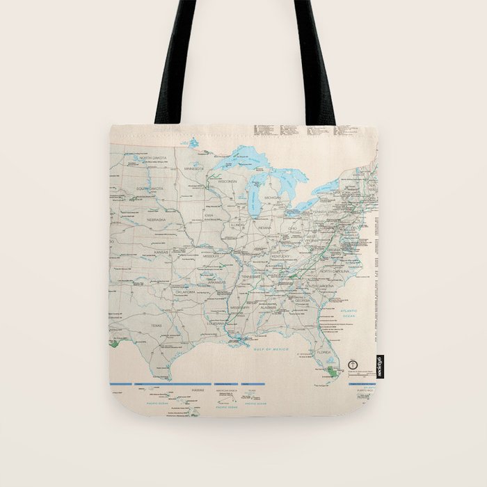 United States National Parks Map (2000) Vintage US Recreational & Preserve Areas Atlas Tote Bag Gallery Image 1