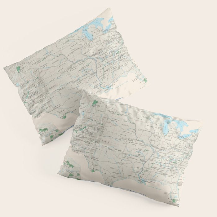 United States National Parks Map (2000) Vintage US Recreational & Preserve Areas Atlas Pillow Sham Gallery Image 3