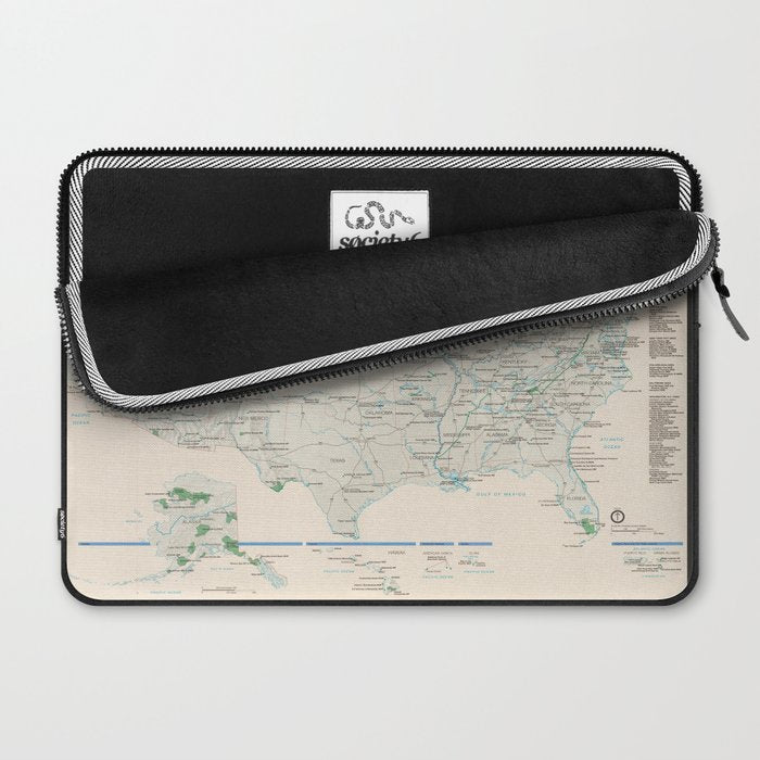 United States National Parks Map (2000) Vintage US Recreational & Preserve Areas Atlas Laptop Sleeve Gallery Image 2