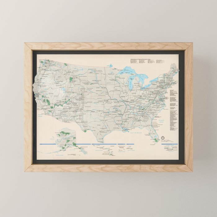 United States National Parks Map (2000) Vintage US Recreational & Preserve Areas Atlas Mini Art Print Gallery Image 1