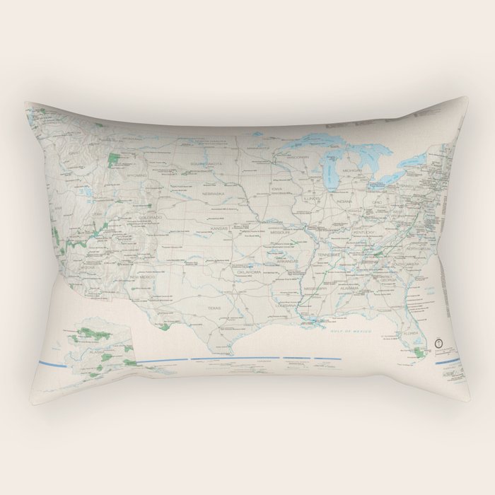 United States National Parks Map (2000) Vintage US Recreational & Preserve Areas Atlas Rectangular Pillow Gallery Image 2