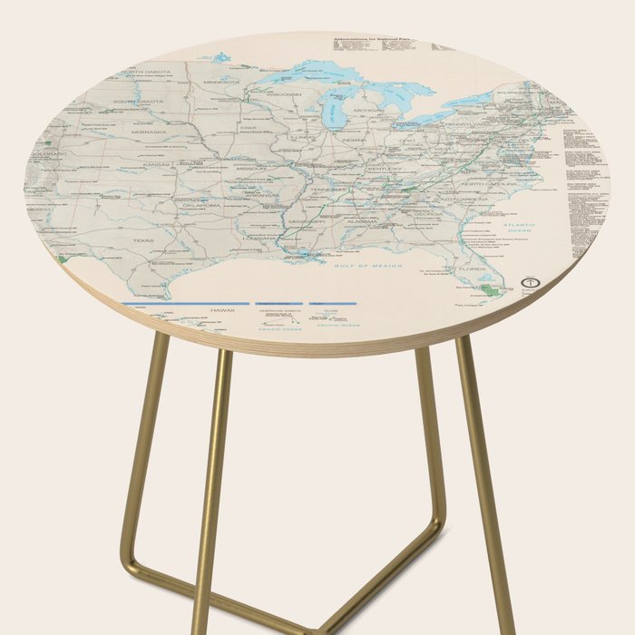United States National Parks Map (2000) Vintage US Recreational & Preserve Areas Atlas Side Table Gallery Image 2