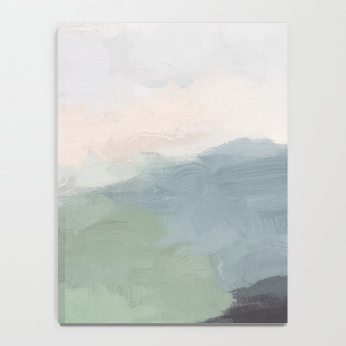 Farmland Sunset III - Seafoam Green Mint Black Blush Pink Abstract Nature Land Art Painting Notebook Gallery Image 4