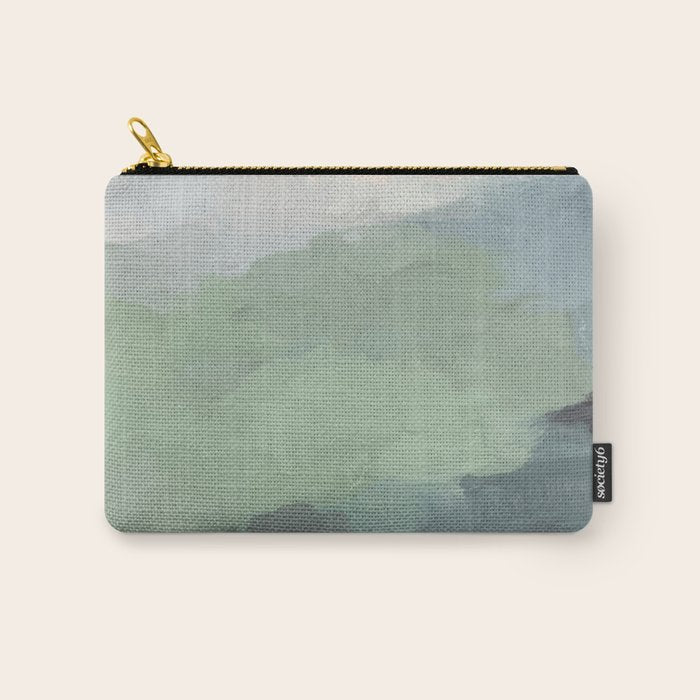 Farmland Sunset III - Seafoam Green Mint Black Blush Pink Abstract Nature Land Art Painting Carry All Pouch Gallery Image 1