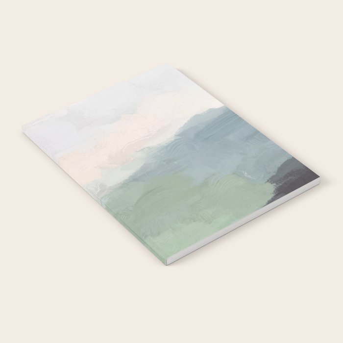Farmland Sunset III - Seafoam Green Mint Black Blush Pink Abstract Nature Land Art Painting Notebook Gallery Image 2