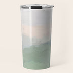 Farmland Sunset III - Seafoam Green Mint Black Blush Pink Abstract Nature Land Art Painting Travel Mug Gallery Image 1