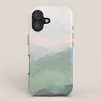 Farmland Sunset III - Seafoam Green Mint Black Blush Pink Abstract Nature Land Art Painting iPhone Case Gallery Image 1