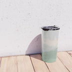 Farmland Sunset III - Seafoam Green Mint Black Blush Pink Abstract Nature Land Art Painting Travel Mug Gallery Image 4