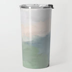 Farmland Sunset III - Seafoam Green Mint Black Blush Pink Abstract Nature Land Art Painting Travel Mug Gallery Image 2