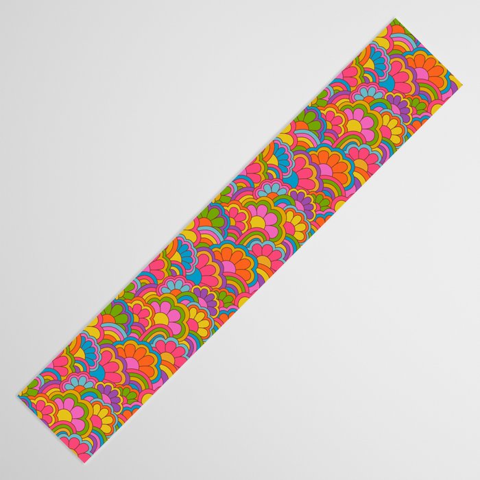 Retro Rainbow Flower Pattern Table Runner Gallery Image 3