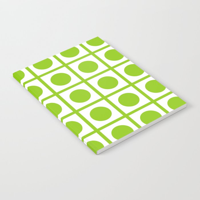 Lime Green Dot Grid Retro Modern Pop Pattern on White Notebook Gallery Image 2