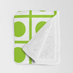 Lime Green Dot Grid Retro Modern Pop Pattern on White Throw Blanket Gallery Image 3