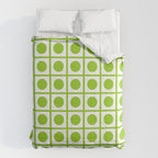 Lime Green Dot Grid Retro Modern Pop Pattern on White Comforter Gallery Image 6
