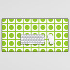 Lime Green Dot Grid Retro Modern Pop Pattern on White Desk Mat Gallery Image 1