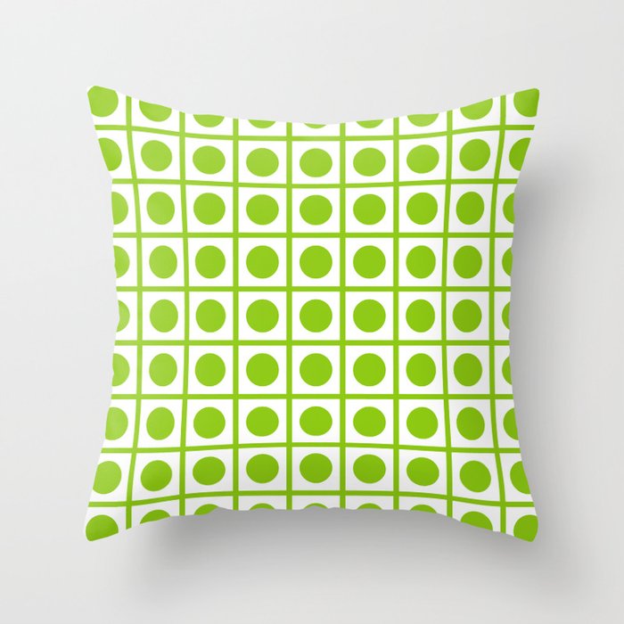 Lime Green Dot Grid Retro Modern Pop Pattern on White Throw Pillow Gallery Image 6