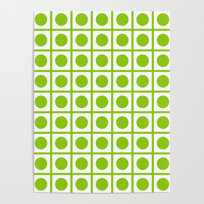 Lime Green Dot Grid Retro Modern Pop Pattern on White Poster Gallery Image 4