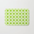 Lime Green Dot Grid Retro Modern Pop Pattern on White Bath Mat Gallery Image 1