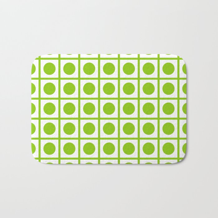 Lime Green Dot Grid Retro Modern Pop Pattern on White Bath Mat Gallery Image 1
