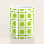 Lime Green Dot Grid Retro Modern Pop Pattern on White Coffee Mug Gallery Image 4