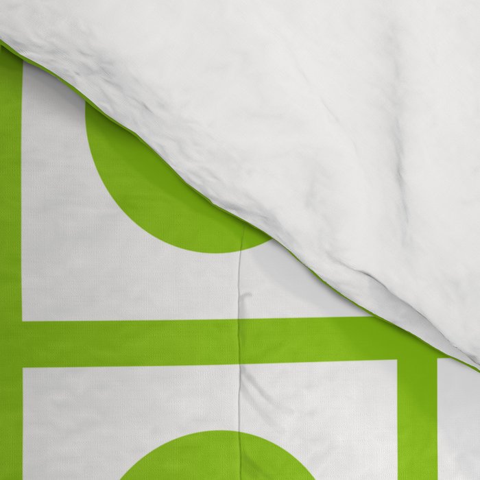 Lime Green Dot Grid Retro Modern Pop Pattern on White Comforter Gallery Image 4