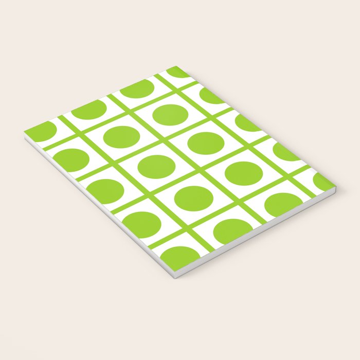Lime Green Dot Grid Retro Modern Pop Pattern on White Notebook Gallery Image 3