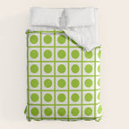 Lime Green Dot Grid Retro Modern Pop Pattern on White Duvet Cover Gallery Image 6