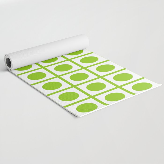 Lime Green Dot Grid Retro Modern Pop Pattern on White Yoga Mat Gallery Image 2
