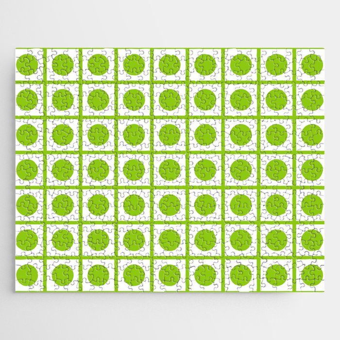 Lime Green Dot Grid Retro Modern Pop Pattern on White Jigsaw Puzzle Gallery Image 1