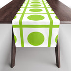 Lime Green Dot Grid Retro Modern Pop Pattern on White Table Runner Gallery Image 1