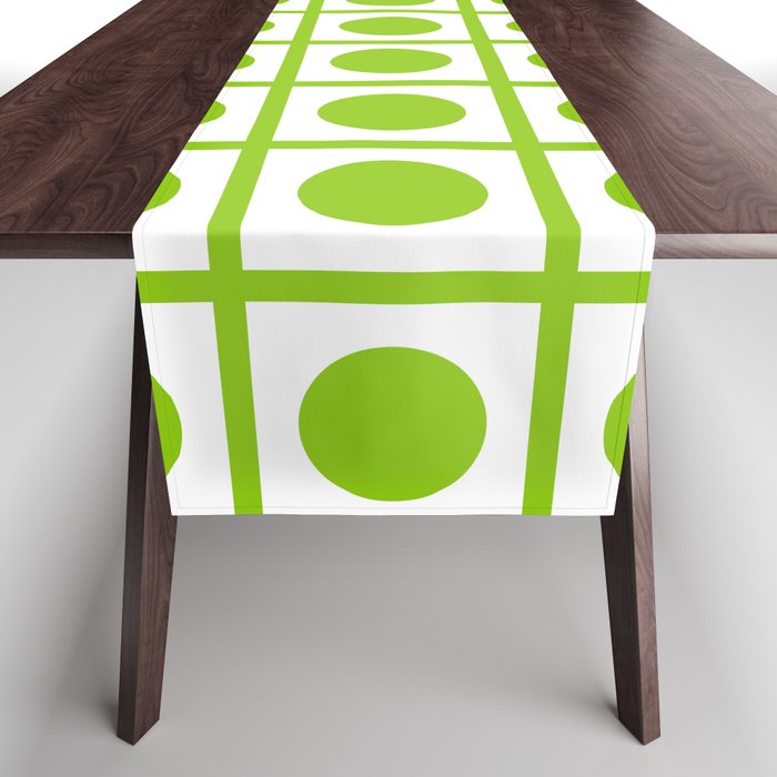 Lime Green Dot Grid Retro Modern Pop Pattern on White Table Runner Gallery Image 1