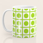 Lime Green Dot Grid Retro Modern Pop Pattern on White Coffee Mug Gallery Image 3