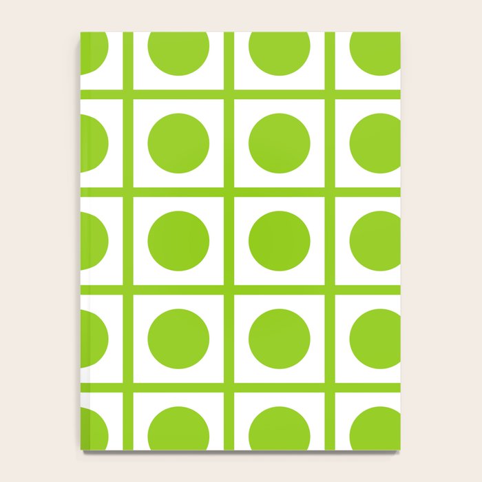 Lime Green Dot Grid Retro Modern Pop Pattern on White Notebook Gallery Image 4
