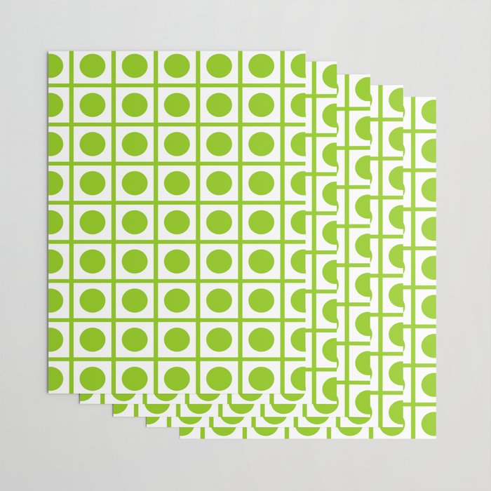 Lime Green Dot Grid Retro Modern Pop Pattern on White Wrapping Paper Gallery Image 3