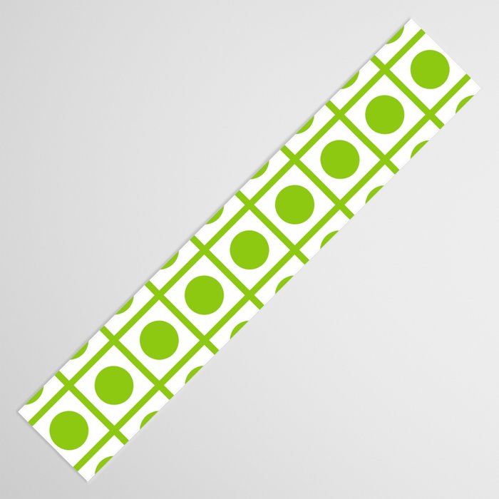 Lime Green Dot Grid Retro Modern Pop Pattern on White Table Runner Gallery Image 3
