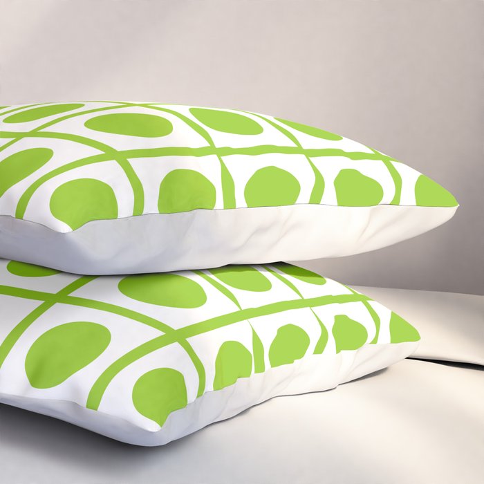Lime Green Dot Grid Retro Modern Pop Pattern on White Pillow Sham Gallery Image 3