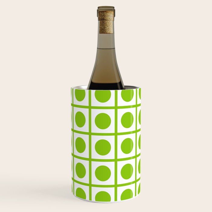 Lime Green Dot Grid Retro Modern Pop Pattern on White Wine Chiller Gallery Image 3