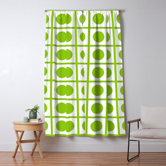Lime Green Dot Grid Retro Modern Pop Pattern on White Window Curtain Gallery Image 5