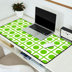 Lime Green Dot Grid Retro Modern Pop Pattern on White Desk Mat Gallery Image 2