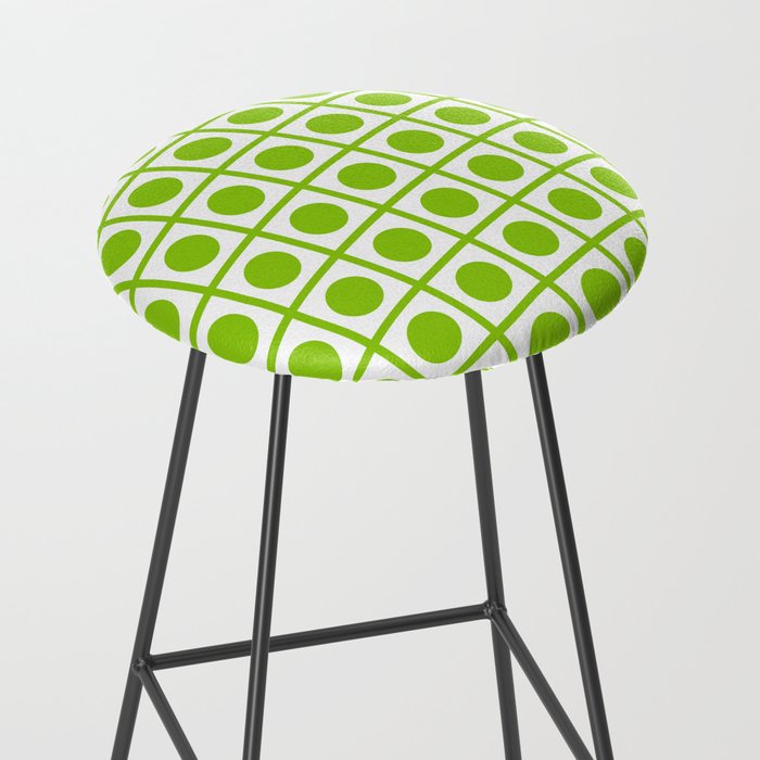 Lime Green Dot Grid Retro Modern Pop Pattern on White Stool Gallery Image 2