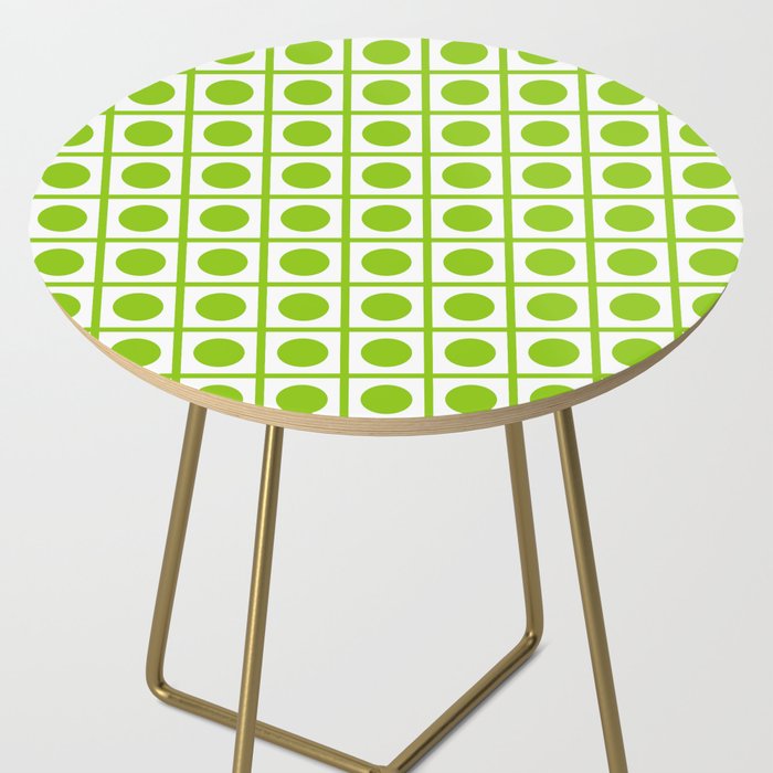 Lime Green Dot Grid Retro Modern Pop Pattern on White Side Table Gallery Image 2