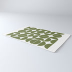 Mid Century Modern Geometric 04 Olive Green Rug Gallery Image 3