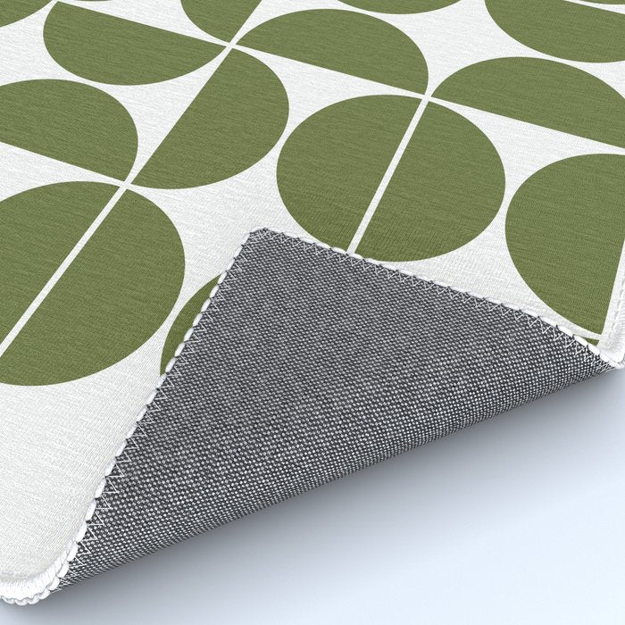 Mid Century Modern Geometric 04 Olive Green Rug Gallery Image 4
