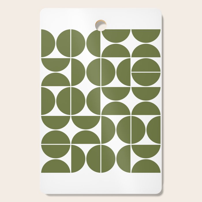 Mid Century Modern Geometric 04 Olive Green Cutting Board Gallery Image 1