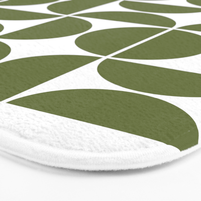 Mid Century Modern Geometric 04 Olive Green Bath Mat Gallery Image 3