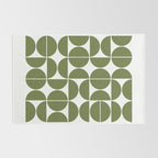 Mid Century Modern Geometric 04 Olive Green Rug Gallery Image 2