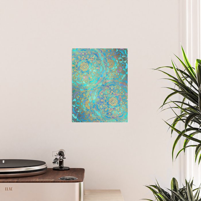 Sapphire & Jade Stained Glass Mandalas Poster Gallery Image 2